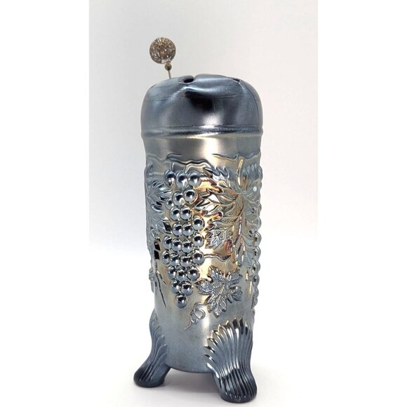 Unique Vintage Northwood Grape and Cable Cobalt Blue and Gold Art Glass Hatpin V - Picture 8 of 10